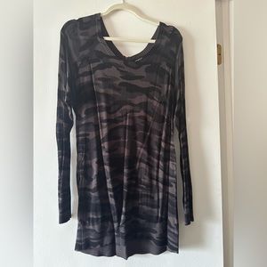 Torrid sheer black long camo print sweater, size 1